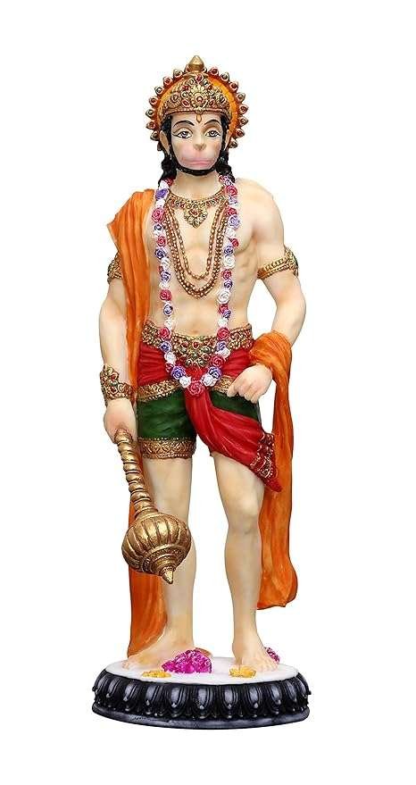 Sri Krishna Culture Big Standing Hanuman Ji Murti with Gada (10.6 Inches)-Idol Showpieces for Gifting and Home Decor
