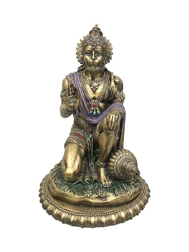 Hand Crafted New Big Sitting Hanuman Ji-Hindu God and Goddess Idol/Statue/Murti/Figurine,Height-7.5"-Polyster Resin-Multicolour
