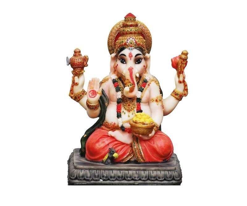 Ganesh Ji/Ganpati Ji Murti Sitting Pose-Hindu God and Goddess Idol/Statue/Murti/Figurine-Height-5.5"-Polyster Resin-Multicolour