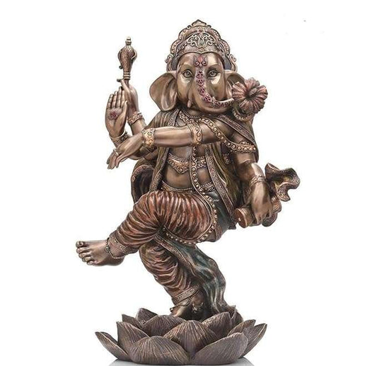 SrI Krishna CULTURE New Extra Large Dancing Ganesh-Antique Finish,Height-17 Inches,God Idols/Statue/Figuirnes,Material-Polyresin & Marble,Made in India