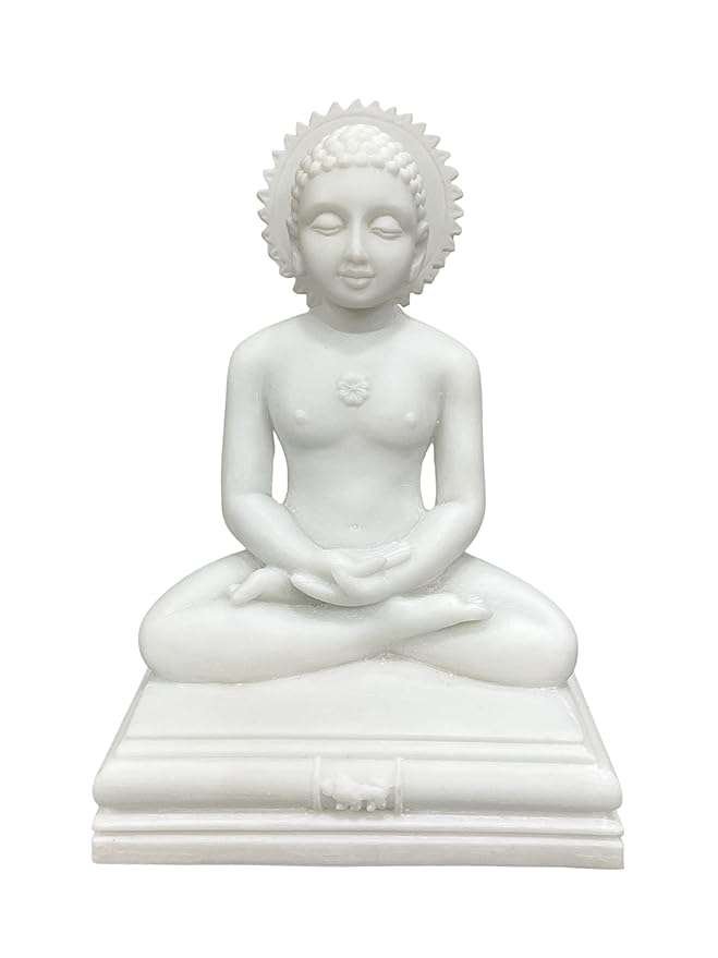 Sri Culture New Big Mahavir Swami Murti,Height-7 Inches-Brown Colour,God Idols/Statue/Figuirnes,Material-Polyresin & Marble,Made in India