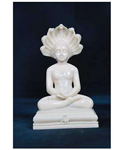 New Big Parasvanath Murti-White,Height-7 Inches,God Idols/Statue/Figuirnes,Material-Polyresin & Marble,Made in India