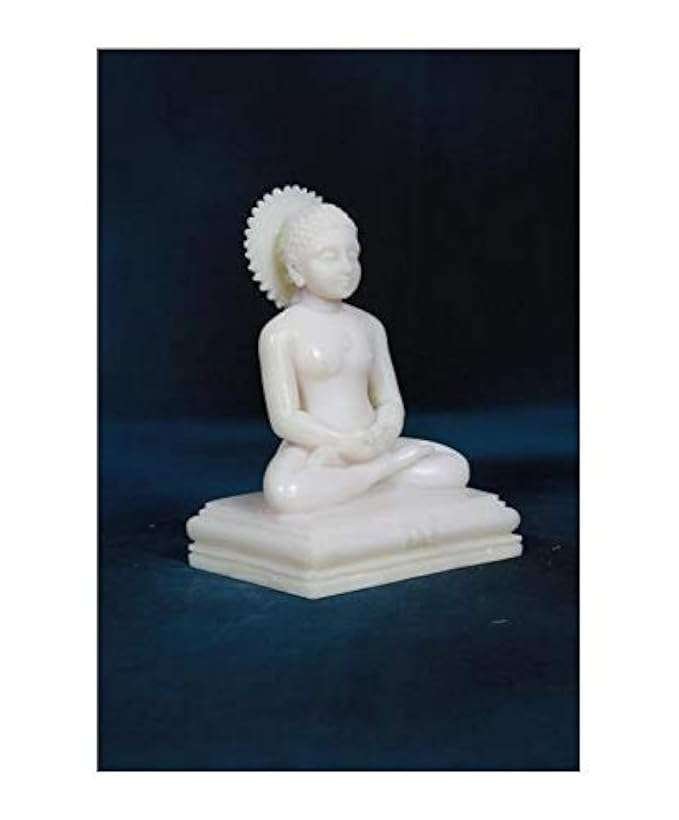 New Mahavir Swami with Cow-Coloured,Height-7 Inches,God Idols/Statue/Figuirnes,Material-Polyresin & Marble,Made in India
