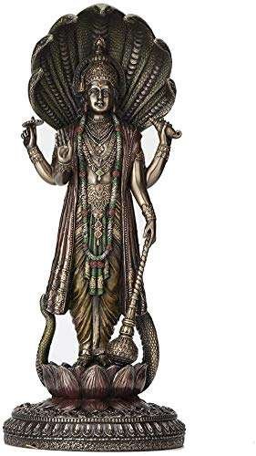 Standing Vishnu Idol for Home Décor-Venkatesh Narayan-Vishnu Ji Murti-12.5 Inches-Antique Finish