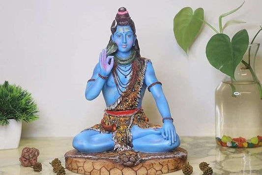 Sri Krishna Culture-Big Sitting Shiv Ji 10 Inches -Shiv Ji Murti for Home Décor-Coloured Finish