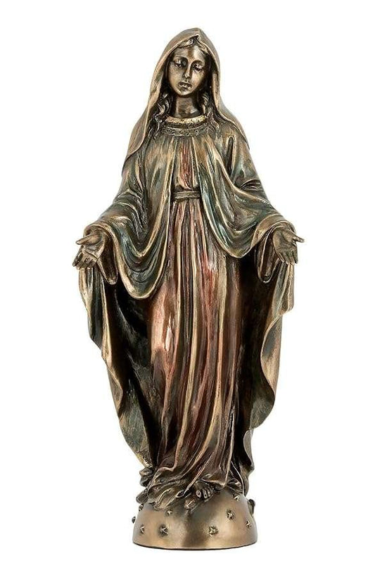 Copper Finish Mary with Open Hands Blessing Posture-Showpiece Gift for Christmas Home Decoration-Height-8 Inches-Resin