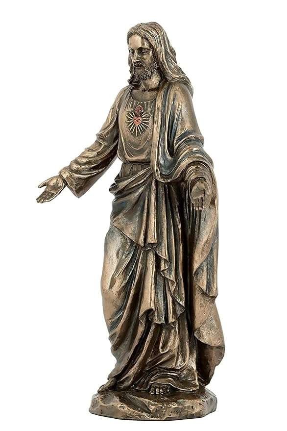 Sri Krishna Culture-Jesus Christ Open Arms Posture Gift for Christmas Home Decoration-Height-8 Inches-Resin-Antique Finish