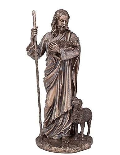SrI Krishna CULTURE- Jesus Christ With Sheep in Hands Showpiece Gift for Christmas-Height-12 Inches-Cold Cast Resin