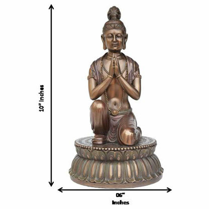 Large Bending Buddha On Round Stage With Folded Hands-Height-10 Inches