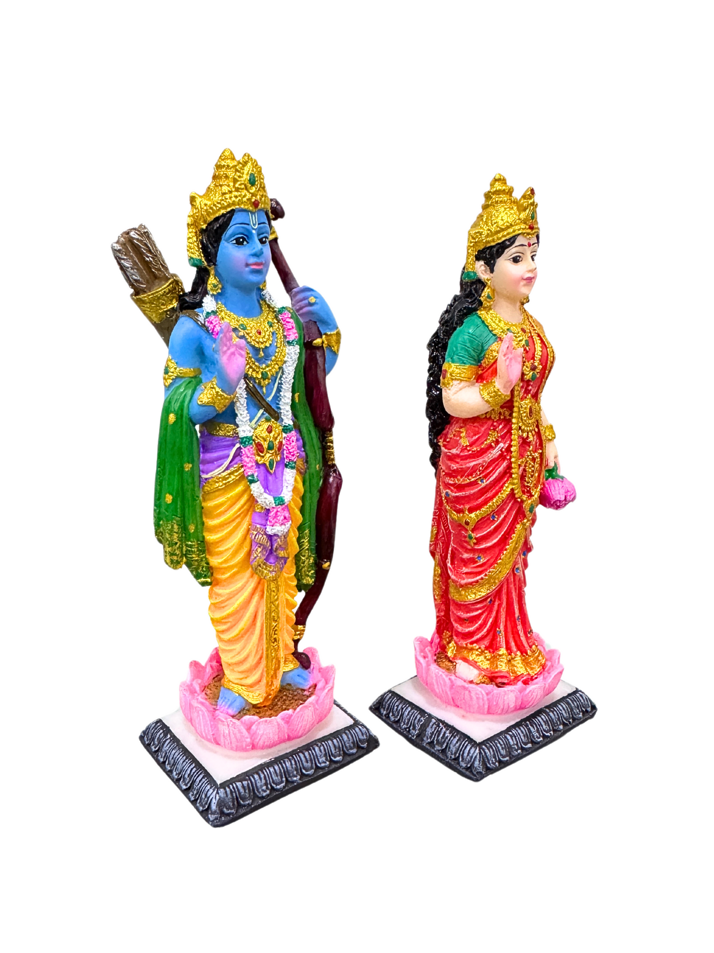 Medium Standing Rama Sita Separate Base-Height-5 Inches-Resin