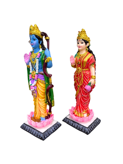 Medium Standing Rama Sita Separate Base-Height-5 Inches-Resin