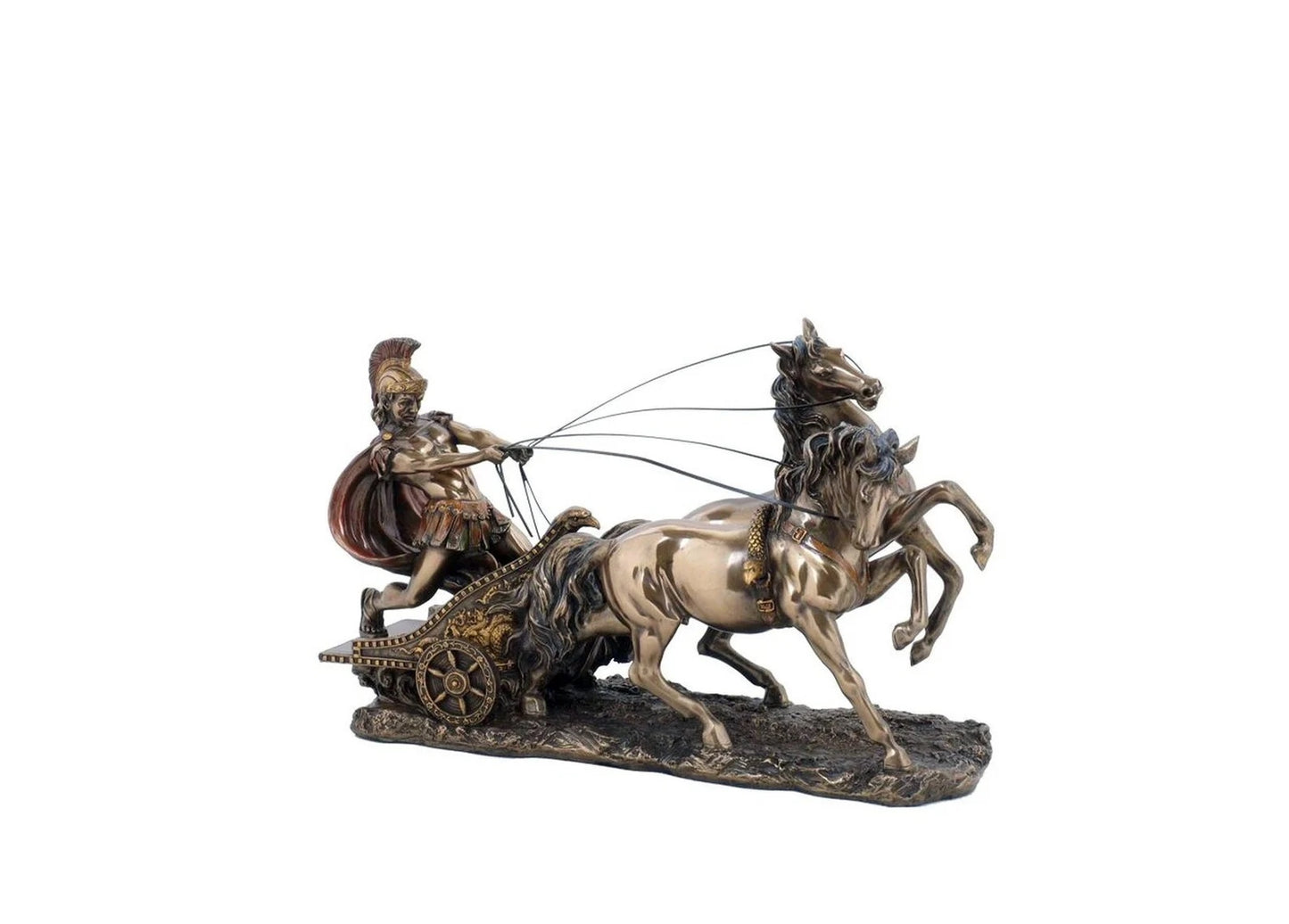 Roman Chariot With 2 Horses-Resin-Length-10 Inches-Resin