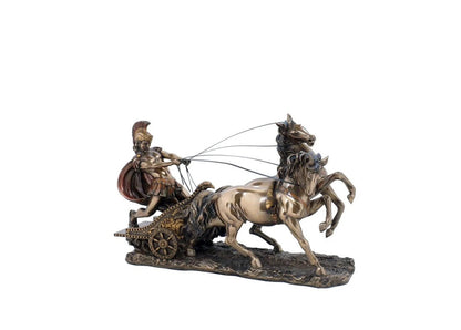 Roman Chariot With 2 Horses-Resin-Length-10 Inches-Resin