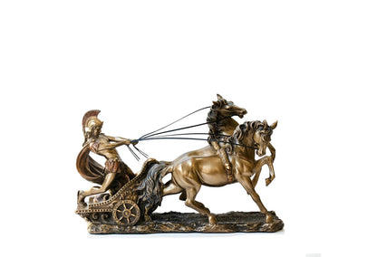 Roman Chariot With 2 Horses-Resin-Length-10 Inches-Resin