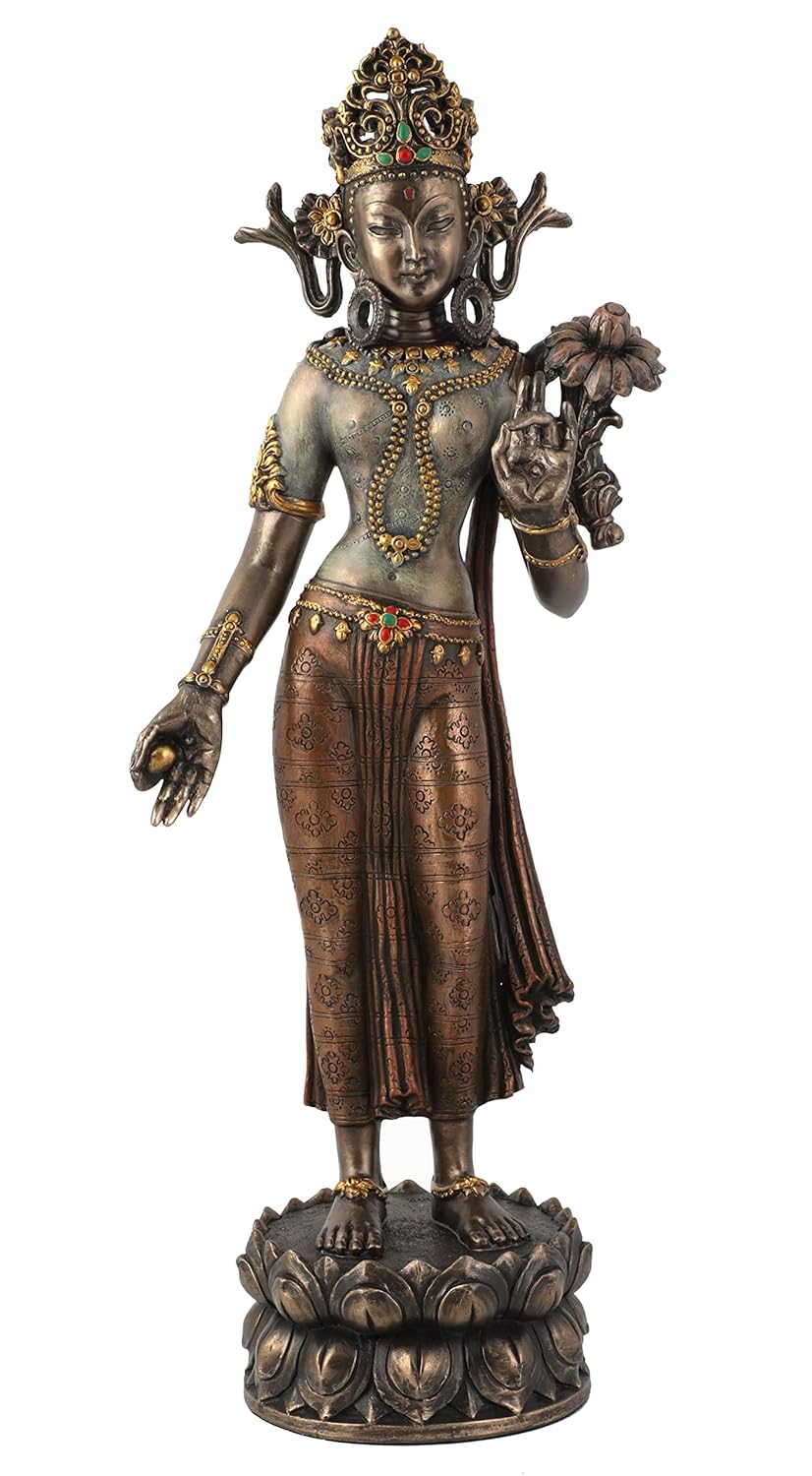 Standing Tara Devi Idol-Buddhism-Buddha Idol-Resin-Height-12 Inches