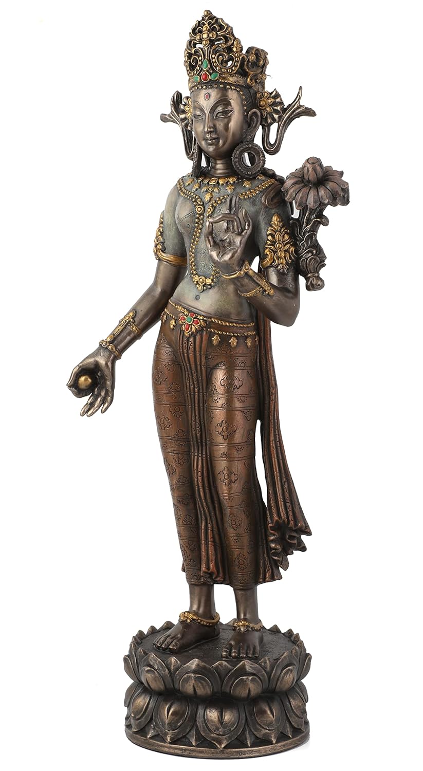 Standing Tara Devi Idol-Buddhism-Buddha Idol-Resin-Height-12 Inches