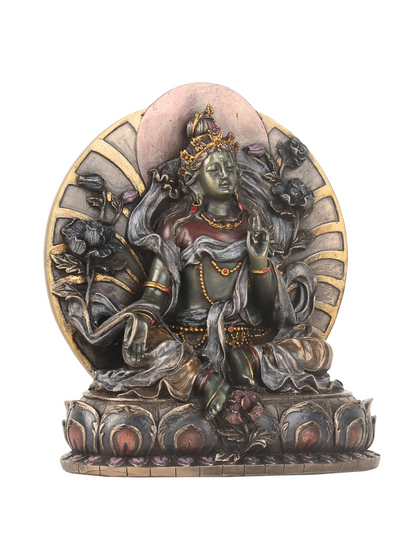 Tara Devi Sitting With Arc-Height-6 Inches-Metallic