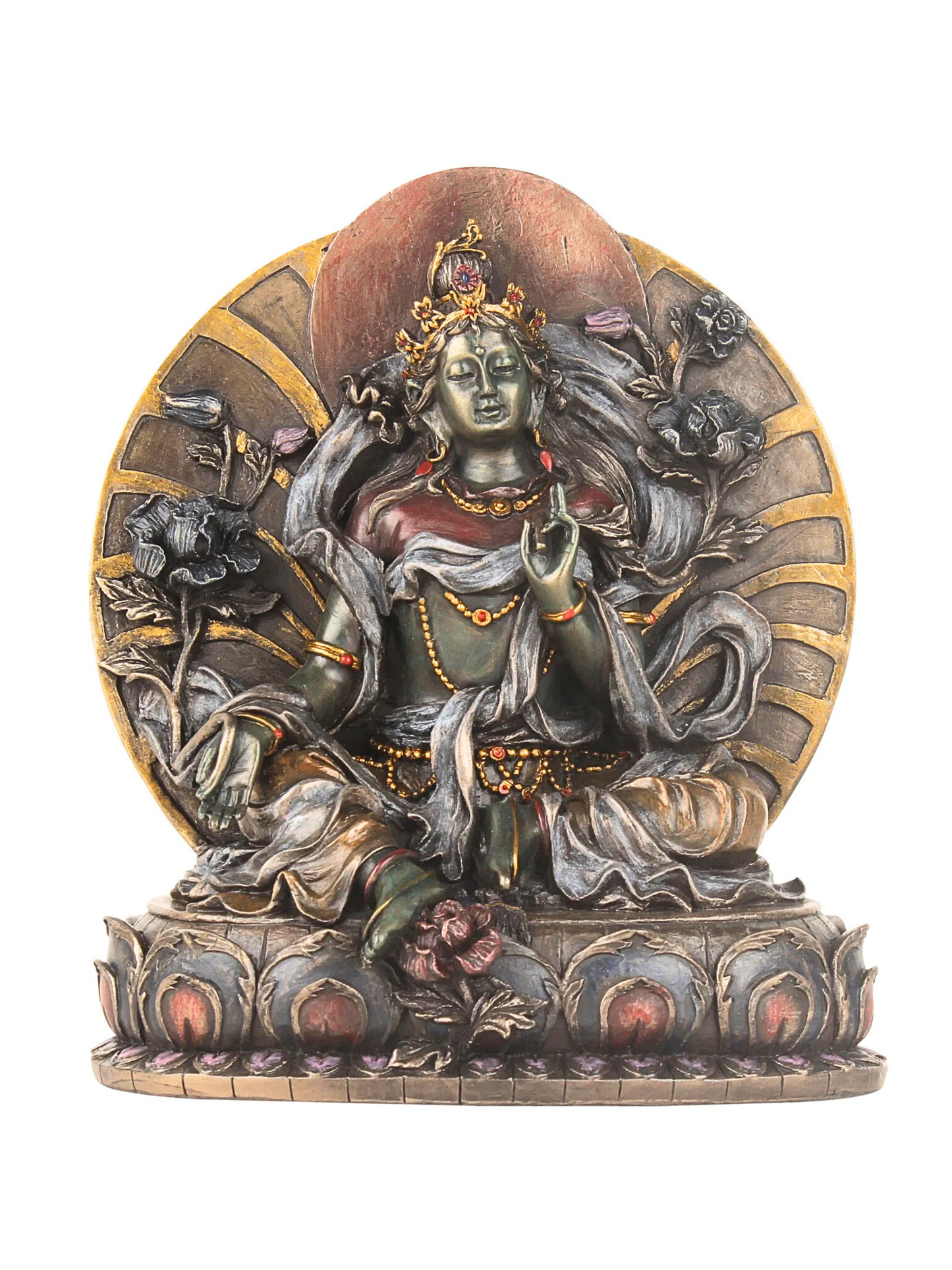 Tara Devi Sitting With Arc-Height-6 Inches-Metallic