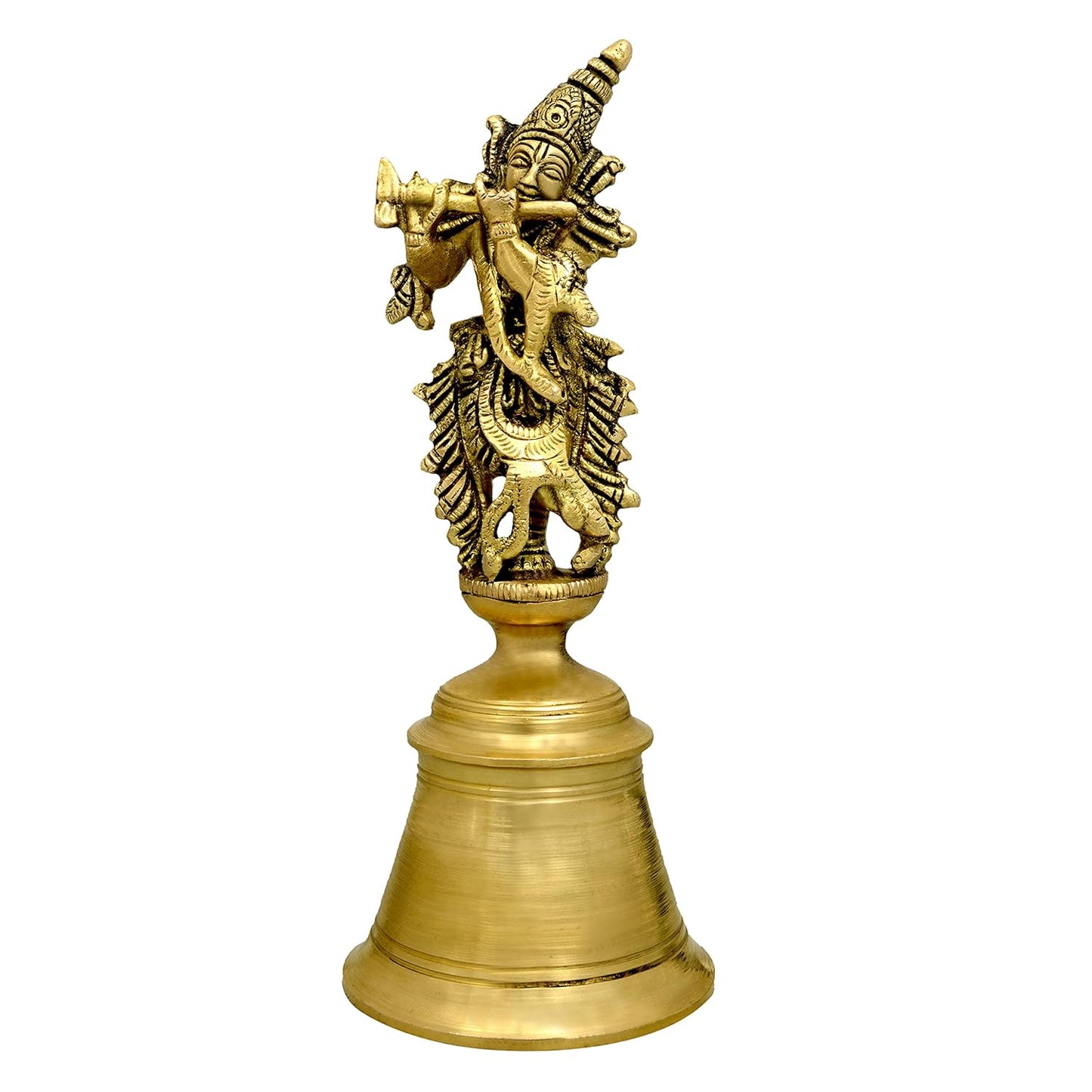 Brass Hand Bell For Puja-Krishna Idol-Bell For Temple-Height-6 Inches