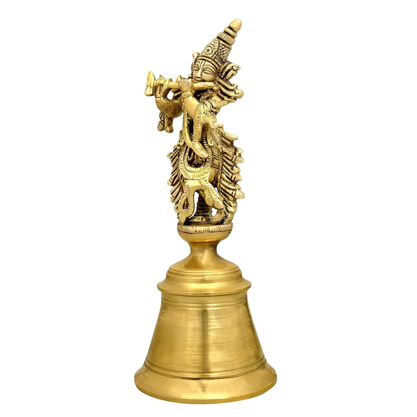 Brass Hand Bell For Puja-Krishna Idol-Bell For Temple-Height-6 Inches