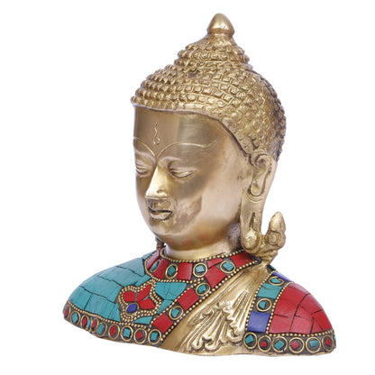 Buddha Bust Style-Height-8 Inches-Brass-Inlay Work-Home D�cor