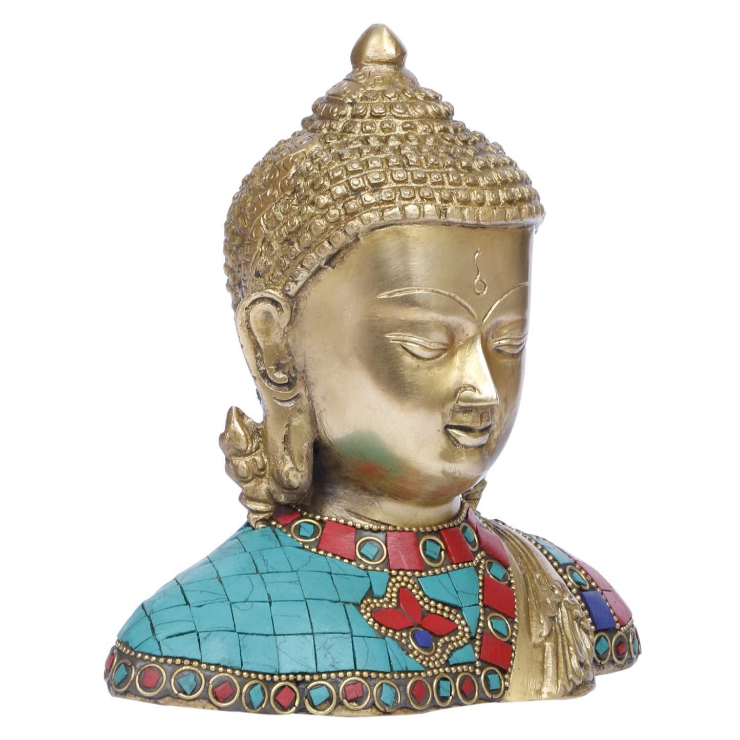 Buddha Bust Style-Height-8 Inches-Brass-Inlay Work-Home D�cor