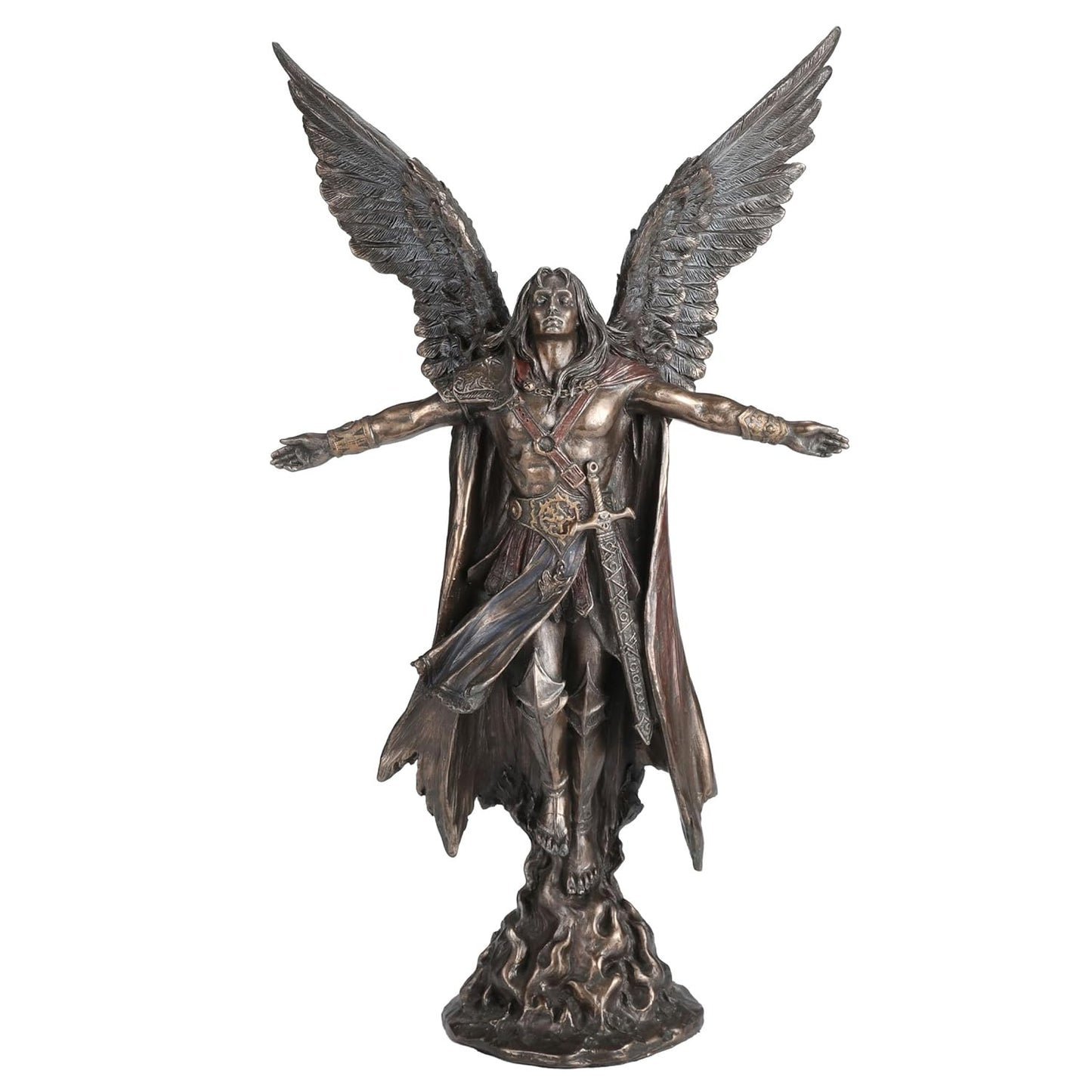 Standing Greek Warrior With Open Wings and Arms-Height-11 Inches-Greek Mythology Statue-Resin