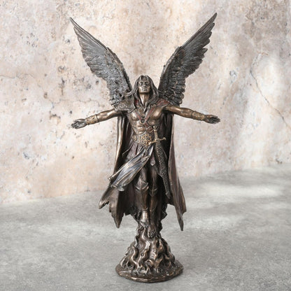 Standing Greek Warrior With Open Wings and Arms-Height-11 Inches-Greek Mythology Statue-Resin