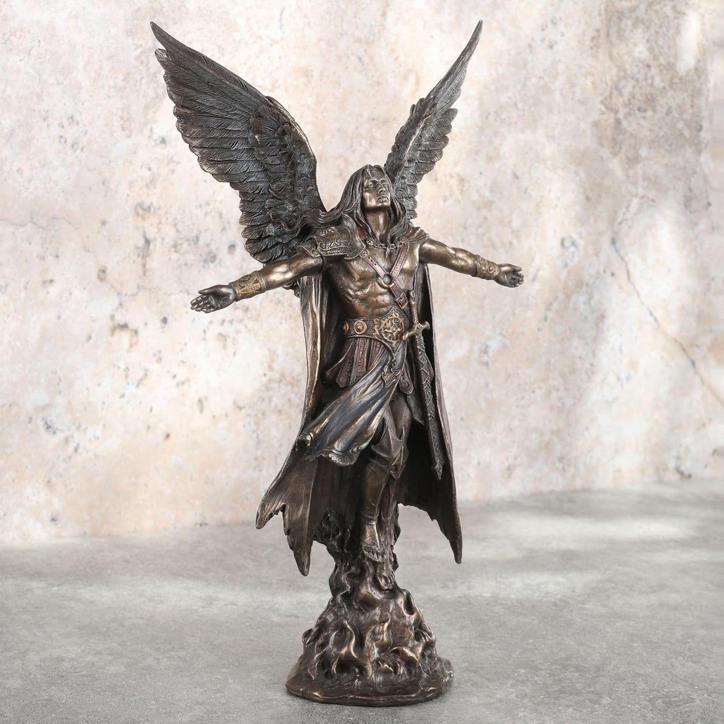 Standing Greek Warrior With Open Wings and Arms-Height-11 Inches-Greek Mythology Statue-Resin