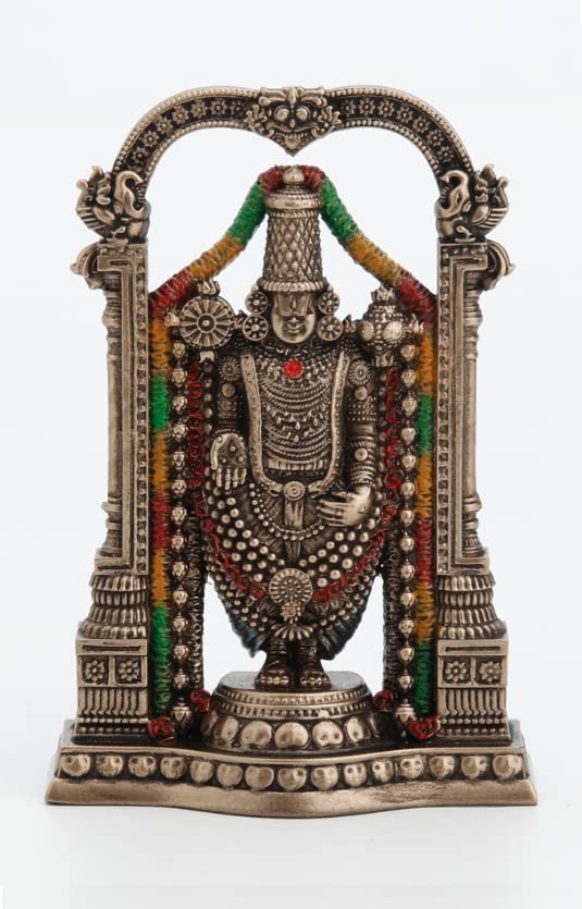 Small Tirupati Balaji Idol-Height-3 Inches-Resin-Metallic-Murti For Car