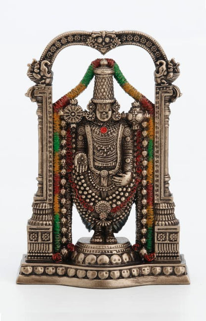 Small Tirupati Balaji Idol-Height-3 Inches-Resin-Metallic-Murti For Car