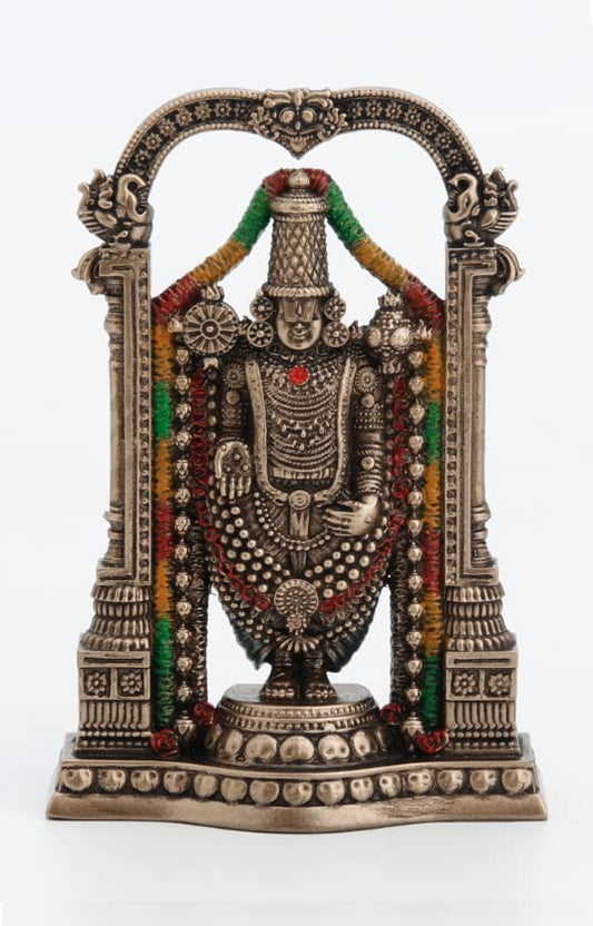 Small Tirupati Balaji Idol-Height-3 Inches-Resin-Metallic-Murti For Car
