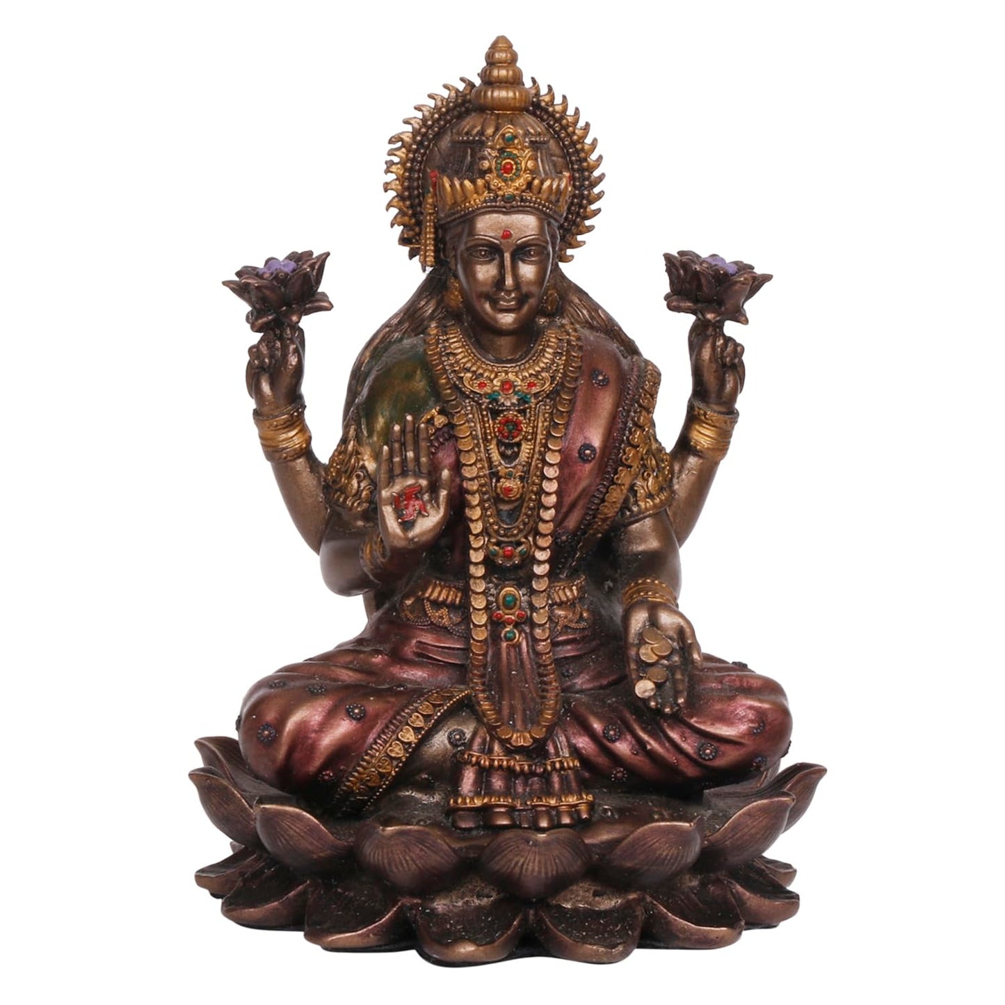 Ganesh Idol Sitting on Lotus-Height-4 Inches-Metallic-Resin-Ganpati Murti