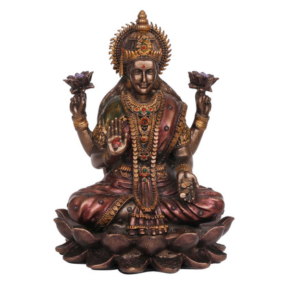 Ganesh Idol Sitting on Lotus-Height-4 Inches-Metallic-Resin-Ganpati Murti