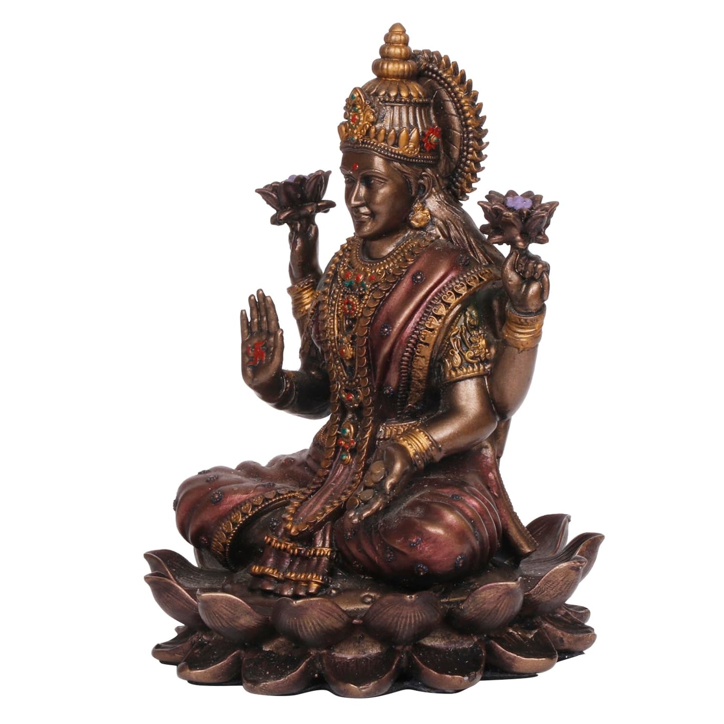 Ganesh Idol Sitting on Lotus-Height-4 Inches-Metallic-Resin-Ganpati Murti