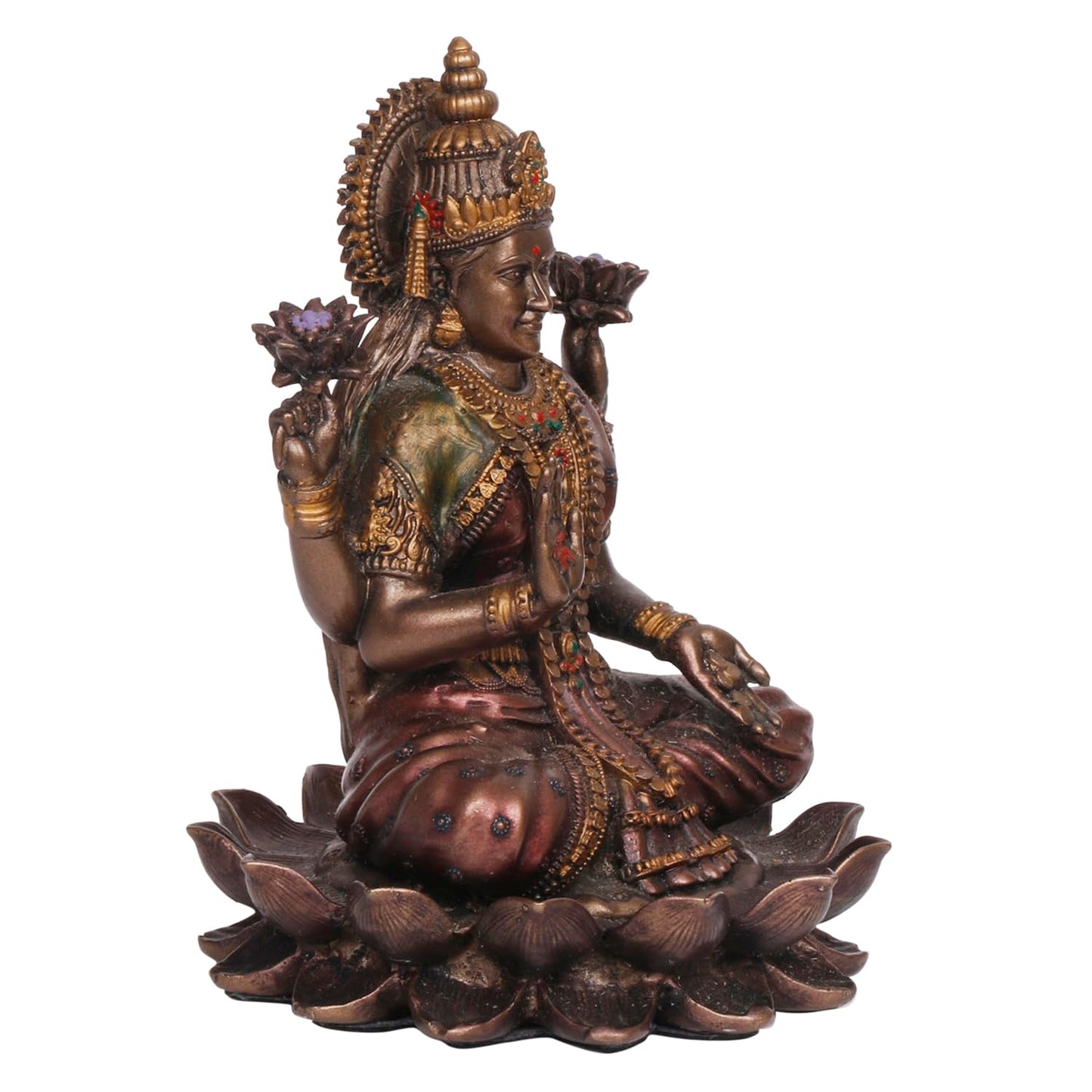 Ganesh Idol Sitting on Lotus-Height-4 Inches-Metallic-Resin-Ganpati Murti
