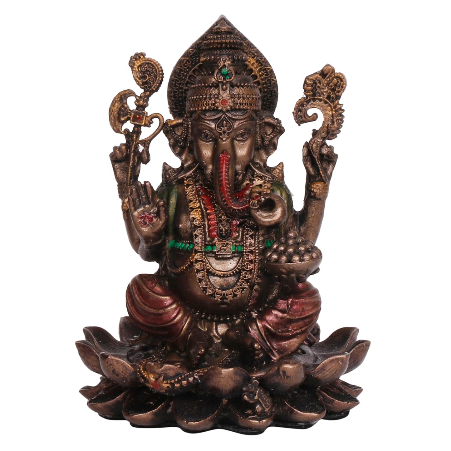 Laxmi Idol Sitting on Lotus-Height-4 Inches-Metallic-Resin-Lakshmi Murti