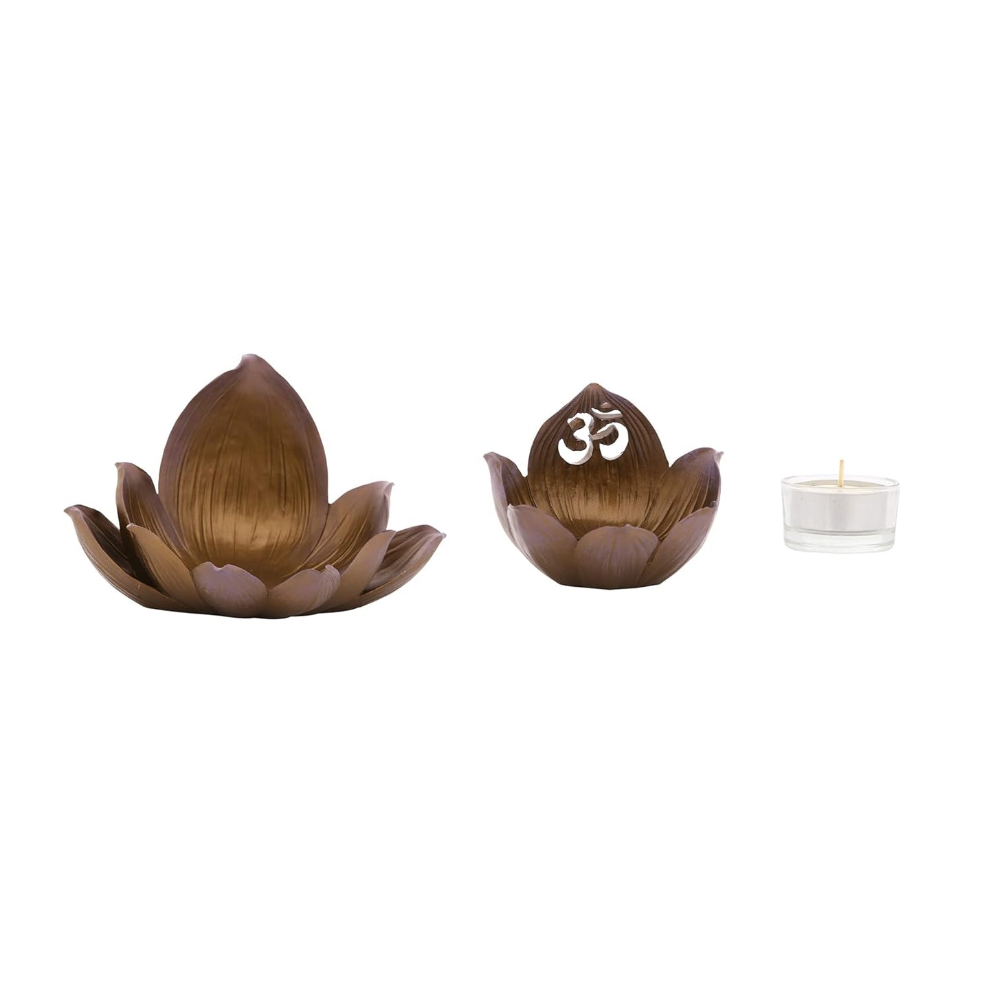 Om Tealight Candle & Incense Holder-Detachable-Om Reflection-Home D�cor and Temple-Length-6 Inches