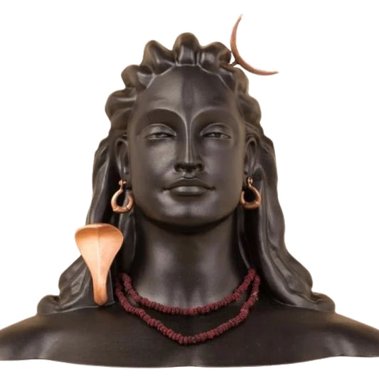 New Large Adiyogi Idol-Height-8 Inches-Black Colour-Shiva Idol-Resin