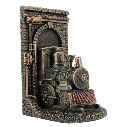 Locomotive Book Ends-Resin-Metallic-Height-8 Inches-Resin
