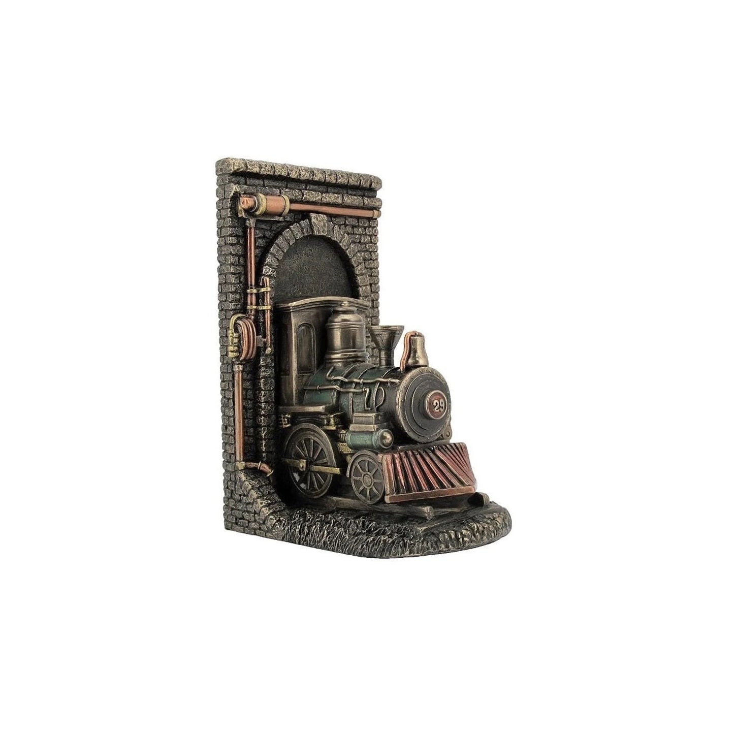 Locomotive Book Ends-Resin-Metallic-Height-8 Inches-Resin