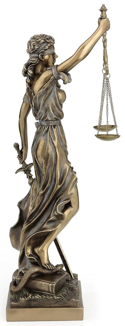 Very Large Bronze Lady Justice Idol Holding Scales-Height-18.5 Inches-Justicia Statue