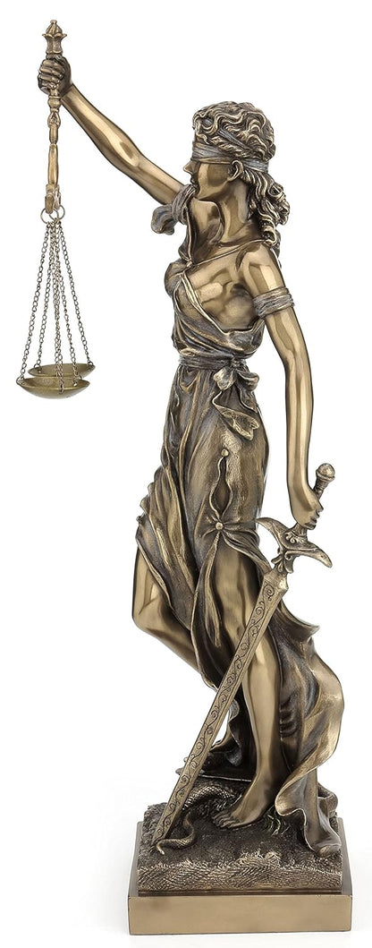 Very Large Bronze Lady Justice Idol Holding Scales-Height-18.5 Inches-Justicia Statue