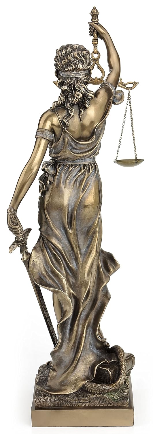 Very Large Bronze Lady Justice Idol Holding Scales-Height-18.5 Inches-Justicia Statue