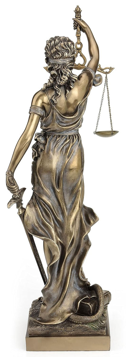 Very Large Bronze Lady Justice Idol Holding Scales-Height-18.5 Inches-Justicia Statue