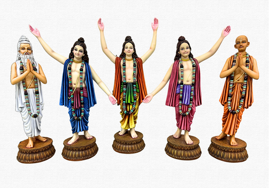 Set Of 5 Pancha Tattva Idol-Multicolored-Resin-Chaitanya Idol-Height-22 Inches