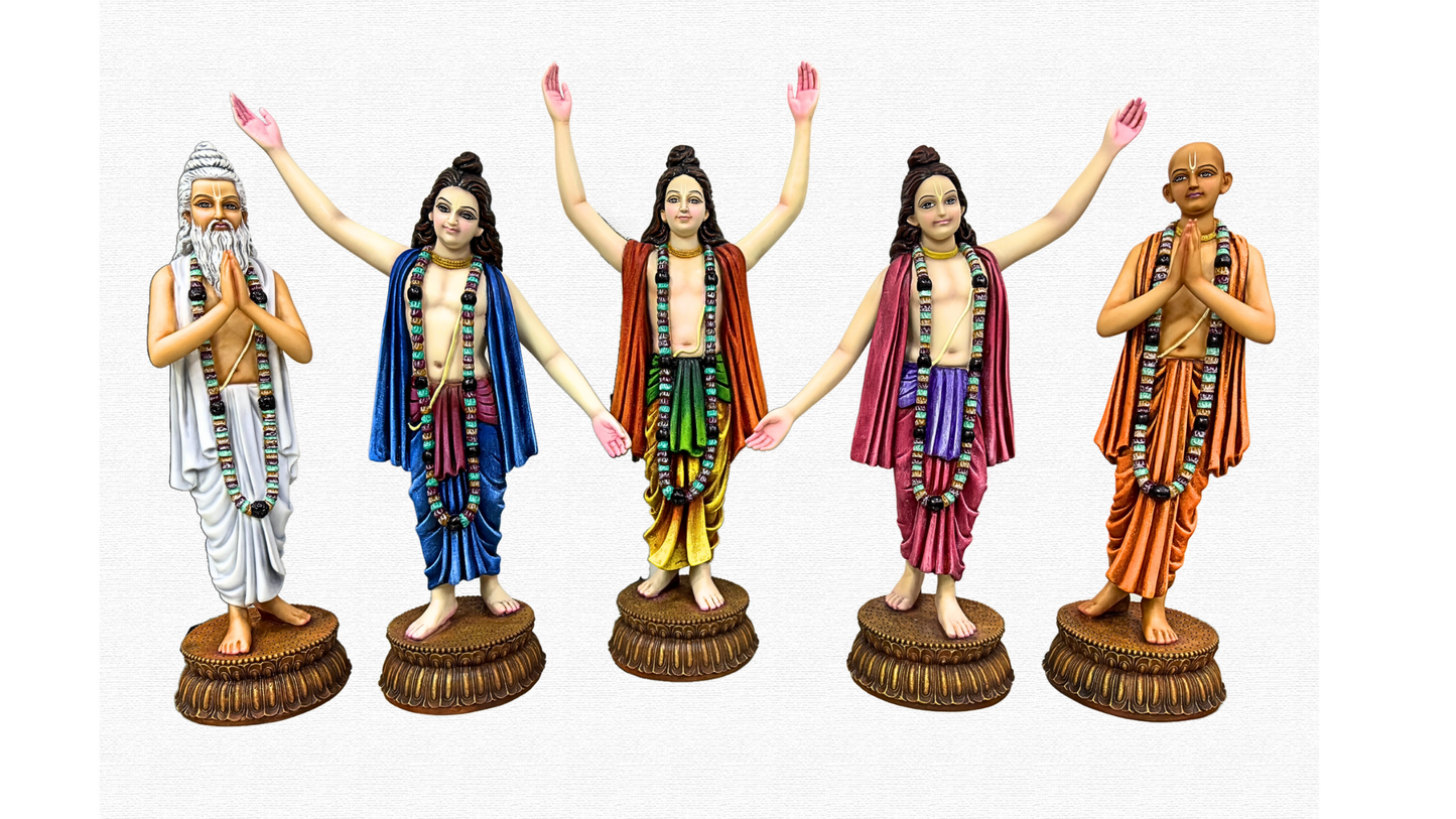 Set Of 5 Pancha Tattva Idol-Multicolored-Resin-Chaitanya Idol-Height-22 Inches