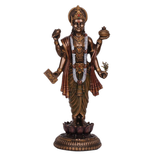 Dhanavantari Idol Of Ayurveda-Vishnu Avatar-Height-8 Inches-Resin-Metallic