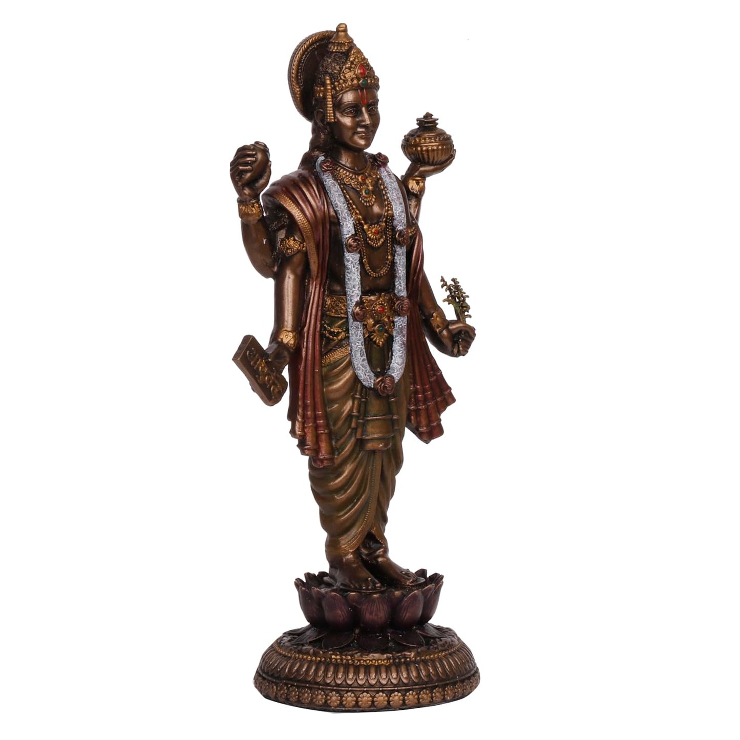 Dhanavantari Idol Of Ayurveda-Vishnu Avatar-Height-8 Inches-Resin-Metallic