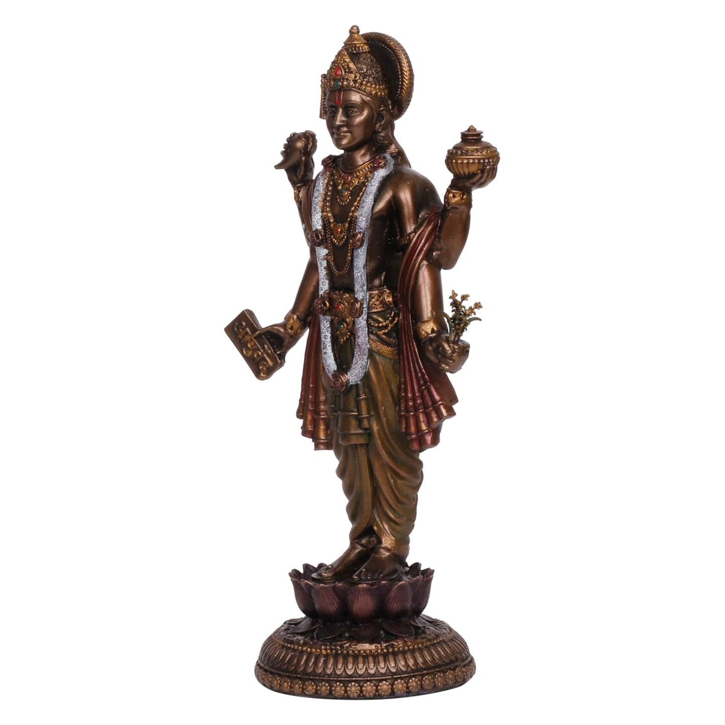 Dhanavantari Idol Of Ayurveda-Vishnu Avatar-Height-8 Inches-Resin-Metallic